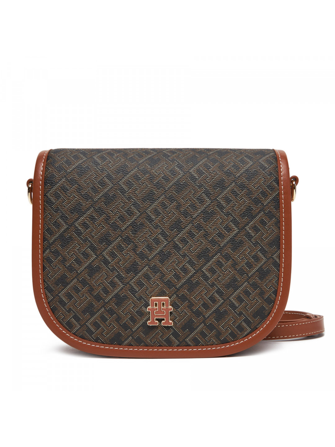 Kabelka Tommy Hilfiger Th Monoplay Leather Saddle Bag AW0AW17414 Černá